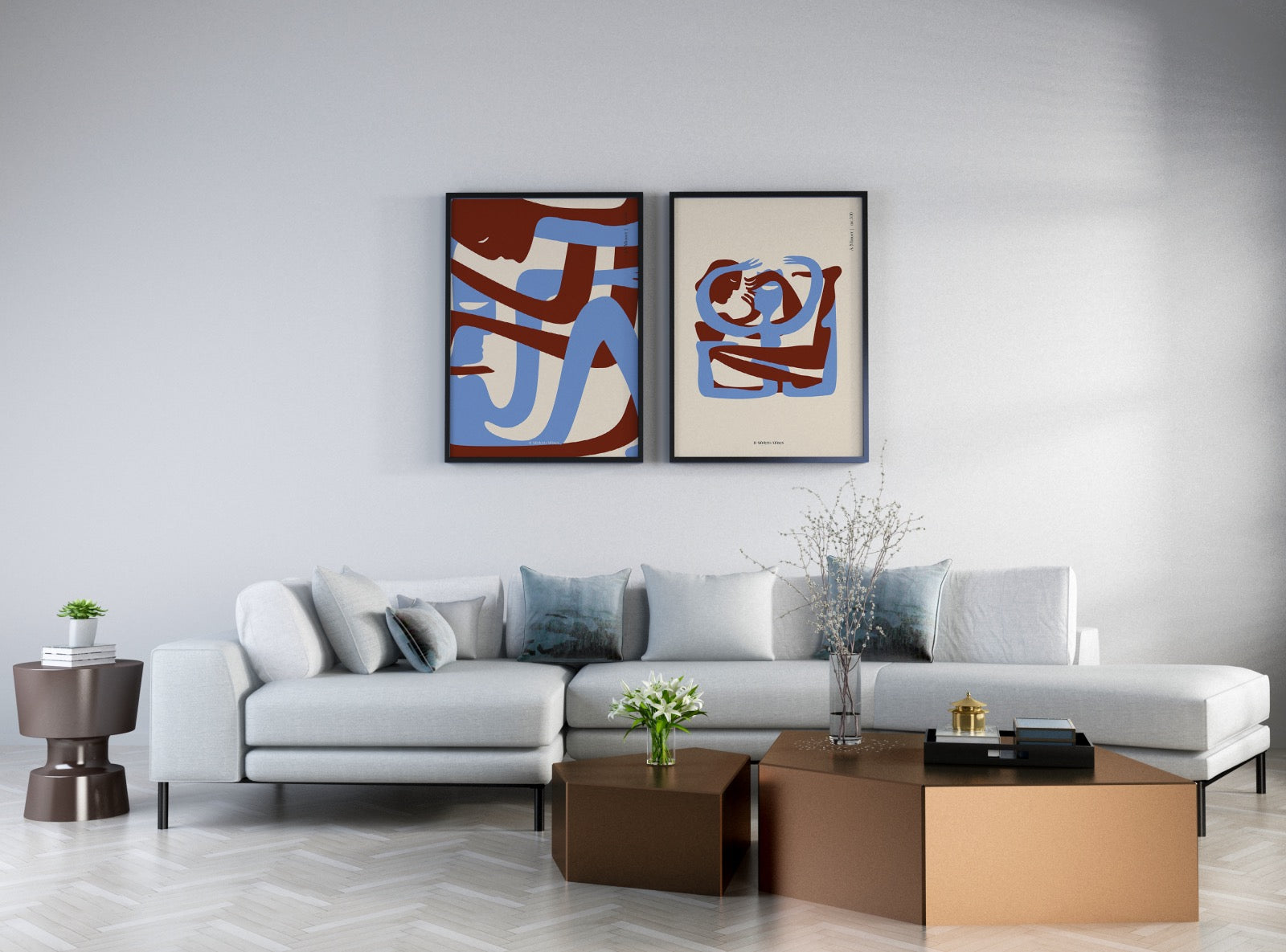 A living room with 2 wall art from A Minuet Wall Art Collection