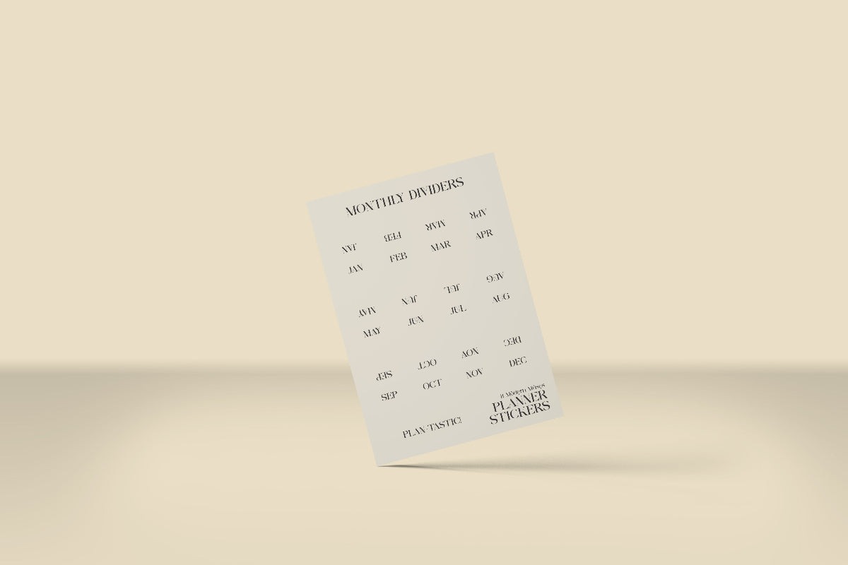 Sheet of paper with monthly divisions on a beige background