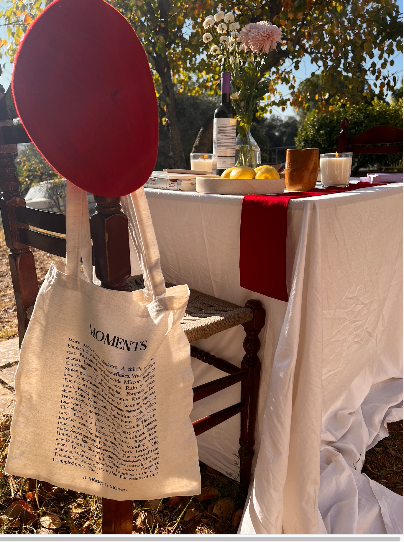 a tote bag for shopping with the text moments